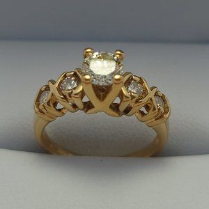 14K Yellow Gold Diamond Ring - 0.70 ct Round | 5.58x5.60 mm | L color